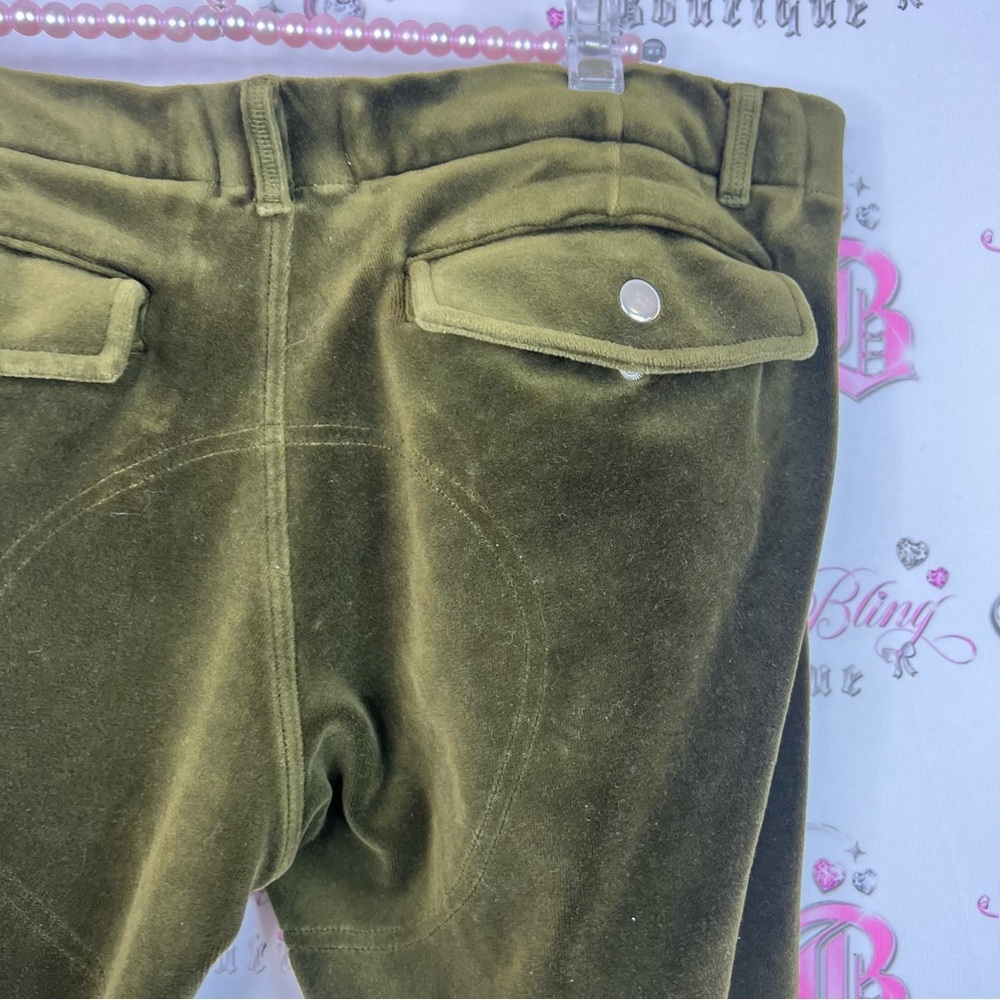 Alanda rling pants soft bling rhinestone flowers pockets y2k Olive Green Pants - Picture 8 of 14